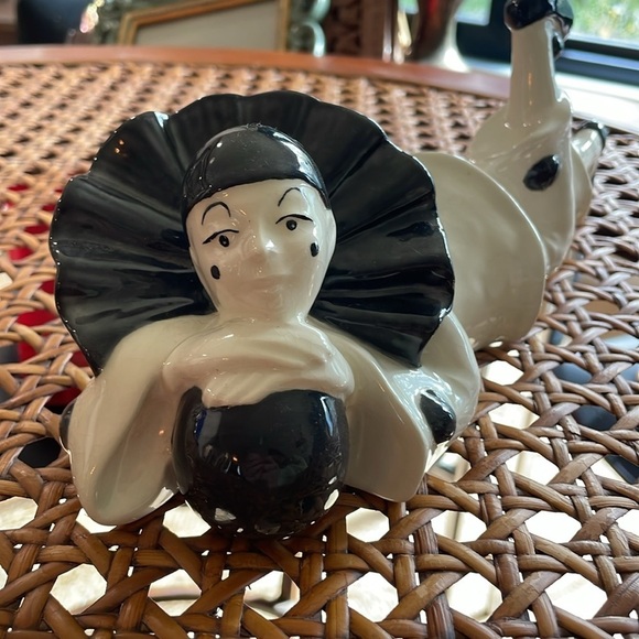 VTG Clowncore Art Deco Pantomime Black White Minimalist Ceramic Pierrot - Picture 2 of 15